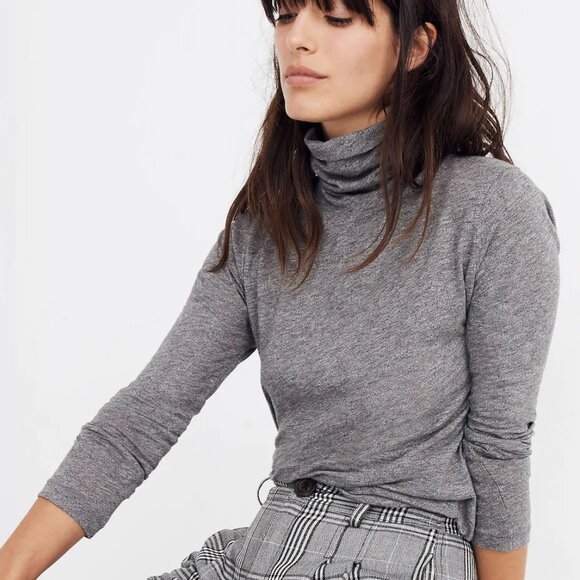 Madewell Tops - MADEWELL M Heather Mercury Whisper Cotton Turtleneck Shirt Long Sleeve